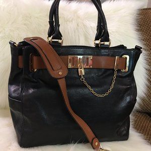 ANTONIO MELANI Large Black Leather Satchel Sh/Bag